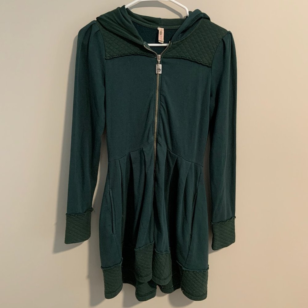 Pink Lotus Green Sweatshirt Zip Up with Skirt